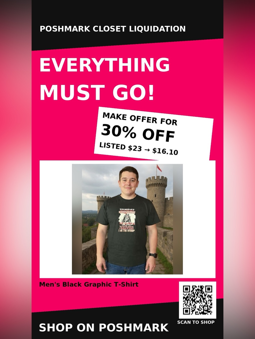 Men's Black Graphic T‑Shirt